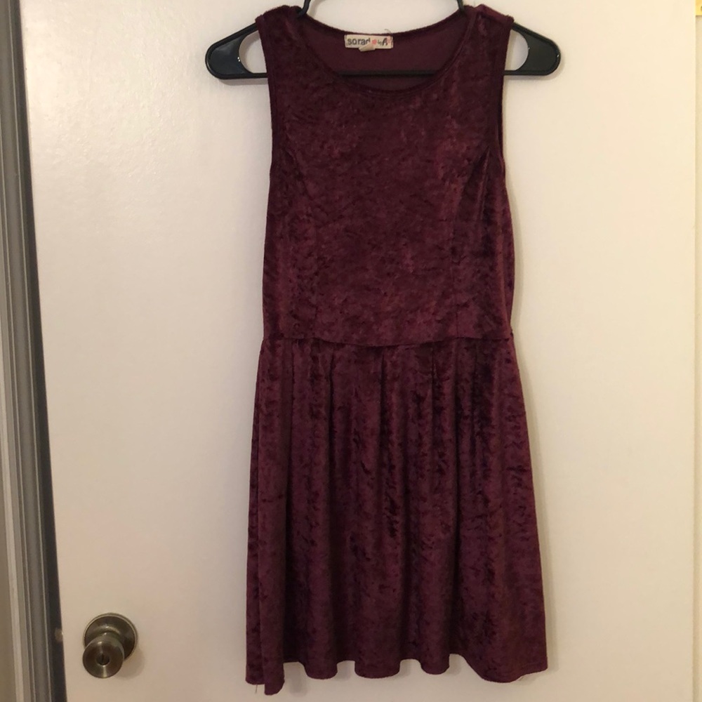 Maroon Crushed Velvet Tank Top Dress